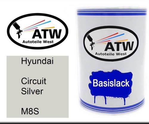 Hyundai, Circuit Silver, M8S: 500ml Lackdose, von ATW Autoteile West.